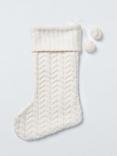 John Lewis Knitted Christmas Stocking, Cream, L51cm