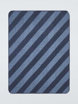 John Lewis Ultrasoft Stripe Throw, Blue - view 2, Blue Multi Blue