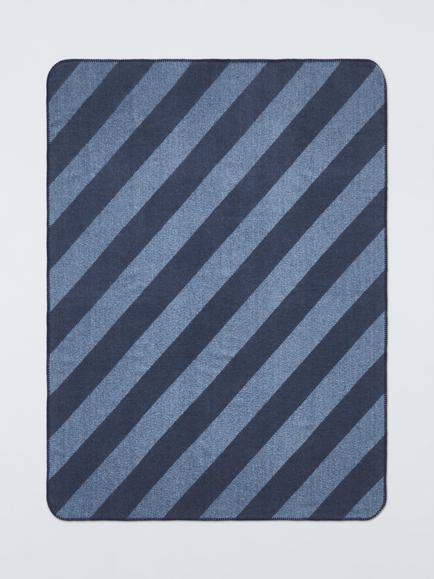 John Lewis Ultrasoft Stripe Throw, Blue - view 2, Blue Multi Blue
