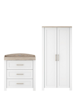 Silver Cross Valencia Dresser and Wardrobe, Ash White, Ash White