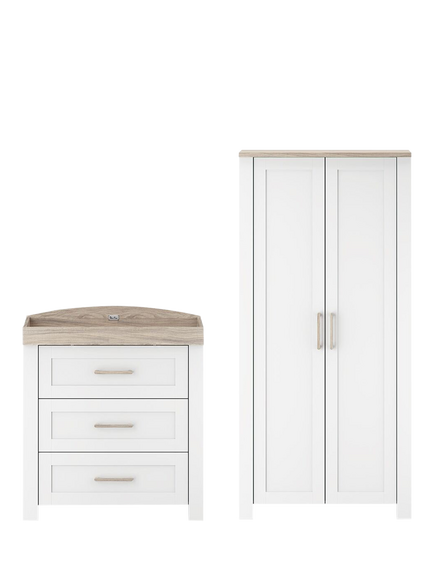 Silver Cross Valencia Dresser and Wardrobe, Ash White, Ash White