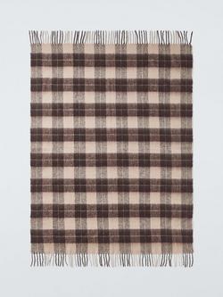 John Lewis Quadretti Throw, Chocolate Brown - view 2, Brown Chocolate
