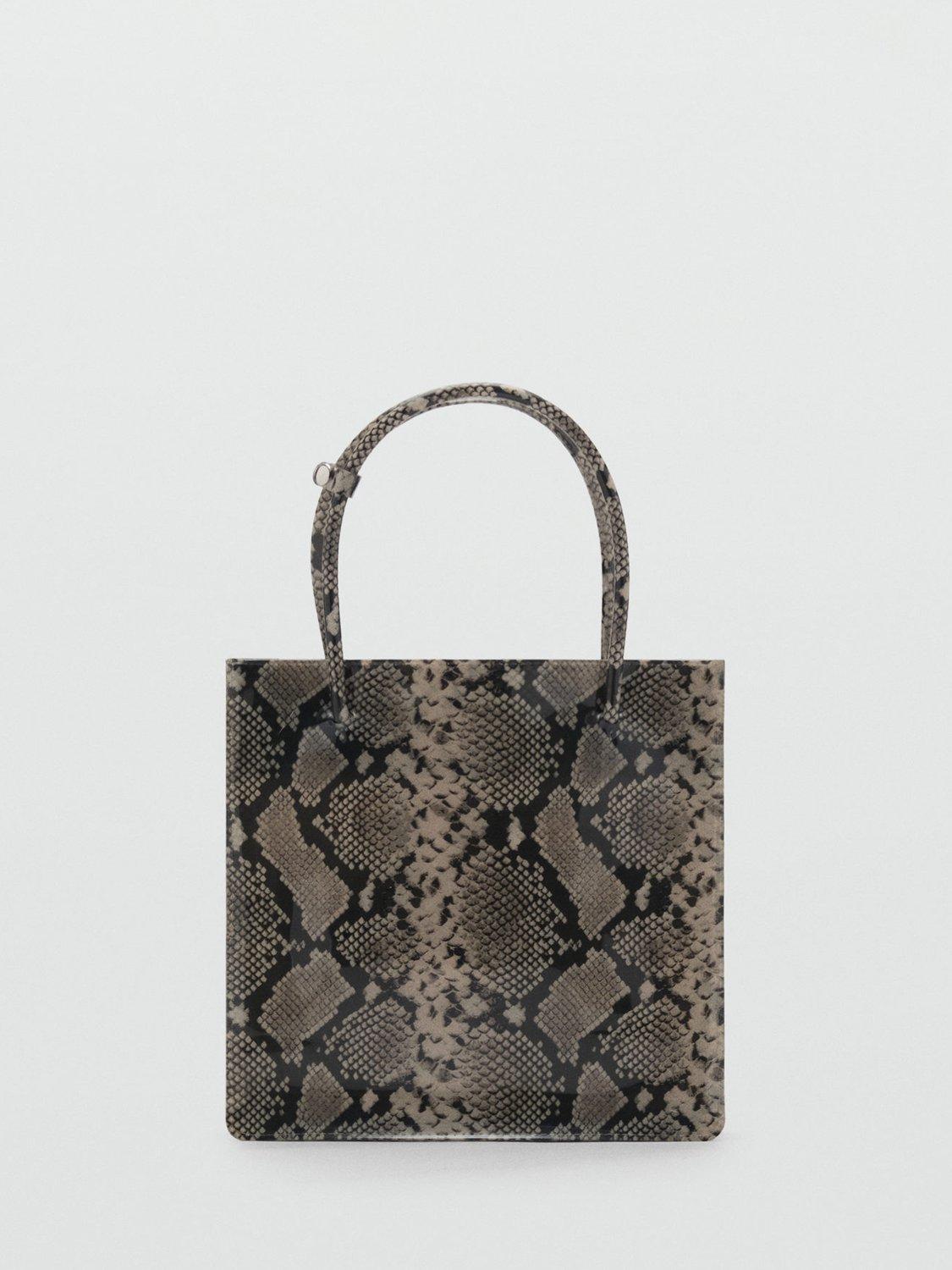 Mango Nasty Animal Print Mini Grab Bag, Light Beige