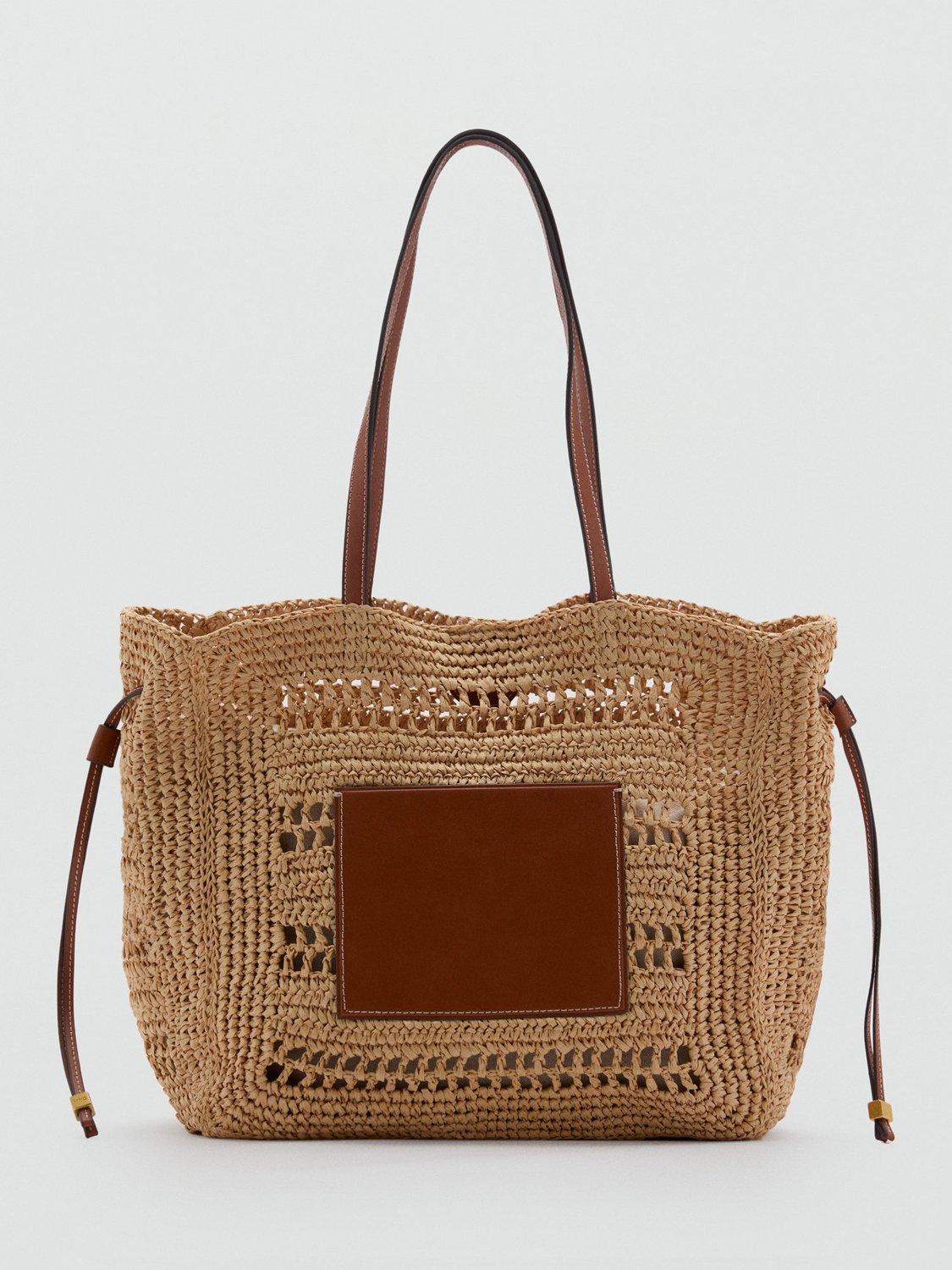 Product image 1 of 4, which shows Mango Sifnos Natural Fibre Shopper Bag, Medium Brown