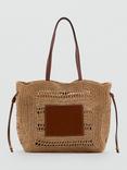 Mango Sifnos Natural Fibre Shopper Bag, Medium Brown