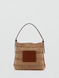 Mango Sifnos Natural Fibre Shoulder Bag, Medium Brown