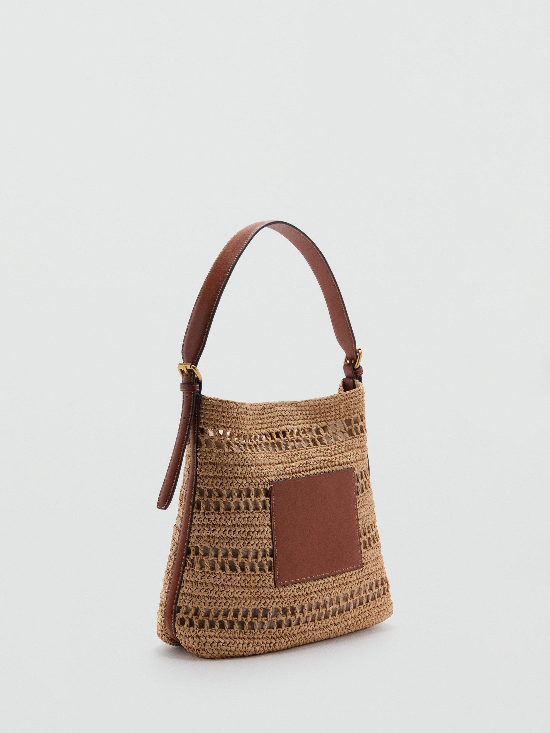 Product image 2 of 4, which shows Mango Sifnos Natural Fibre Shoulder Bag, Medium Brown