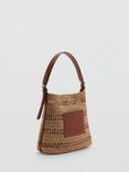 Mango Sifnos Natural Fibre Shoulder Bag, Medium Brown