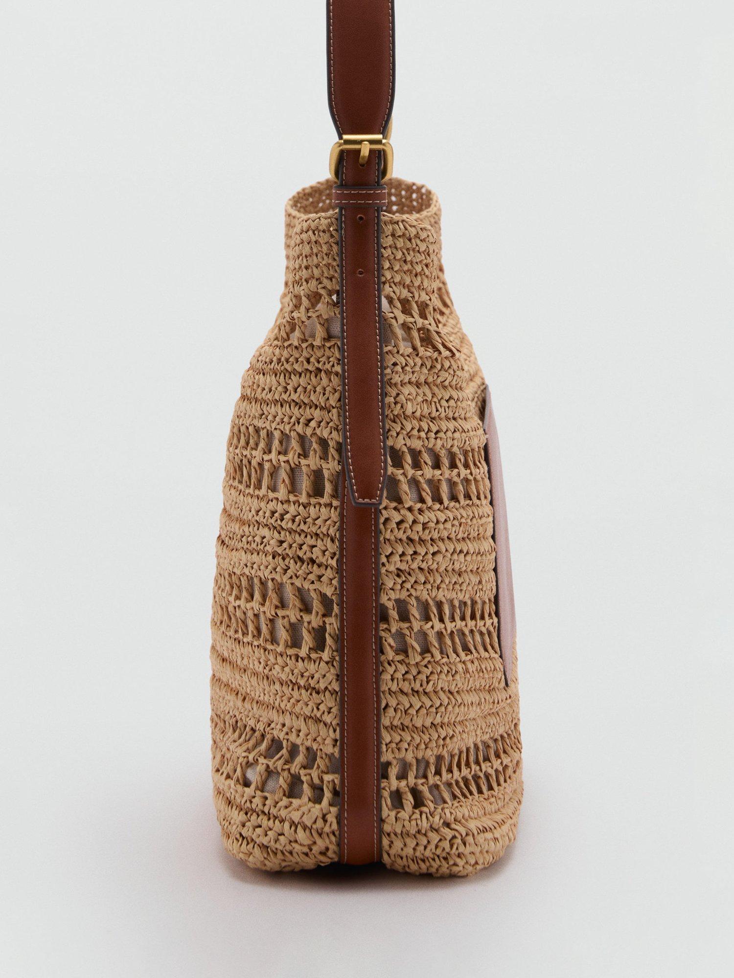 Product image 3 of 4, which shows Mango Sifnos Natural Fibre Shoulder Bag, Medium Brown