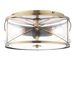 Laura Ashley Beckworth 3 Light Flush Ceiling Light, Metallic Brass, Metallic Brass