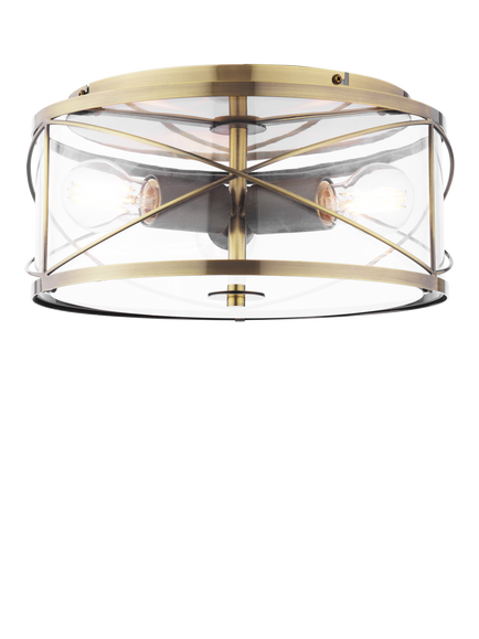 Laura Ashley Beckworth 3 Light Flush Ceiling Light, Metallic Brass, Metallic Brass