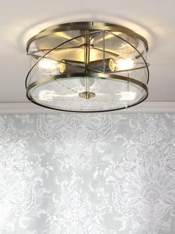 Laura Ashley Beckworth 3 Light Flush Ceiling Light, Metallic Brass - view 2, Metallic Brass