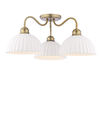 Laura Ashley Durford 3 Arm Semi-Flush Ceiling Light, Metallic Bronze, Metallic Bronze