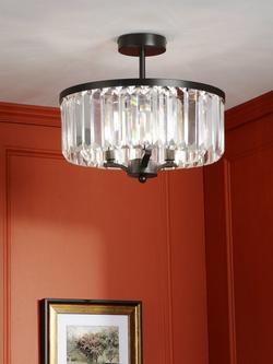 Laura Ashley Elkwood Semi-Flush Chandelier Ceiling Light, Black/Clear - view 2, Black/Clear