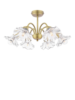 Laura Ashley Kerswell 6 Arm Semi-Flush Ceiling Chandelier, Metallic Bronze, Metallic Bronze