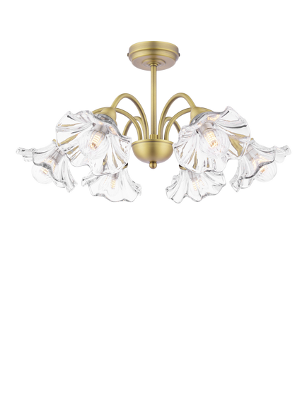 Laura Ashley Kerswell 6 Arm Semi-Flush Ceiling Chandelier, Metallic Bronze, Metallic Bronze