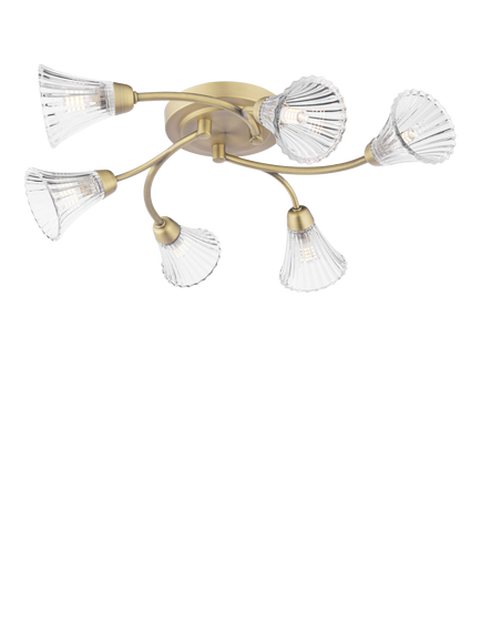 Laura Ashley Lanton 6 Arm Semi-Flush Ceiling Chandelier, Metallic Bronze, Metallic Bronze