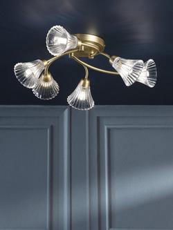 Laura Ashley Lanton 6 Arm Semi-Flush Ceiling Chandelier, Metallic Bronze - view 2, Metallic Bronze