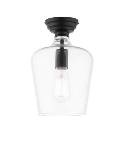 Laura Ashley Ockley Semi-Flush Ceiling Light, Black, Black Black