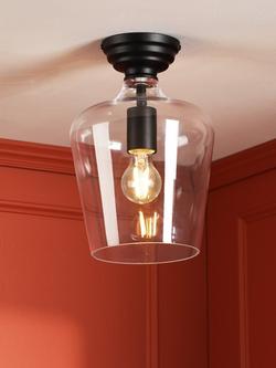 Laura Ashley Ockley Semi-Flush Ceiling Light, Black - view 2, Black Black