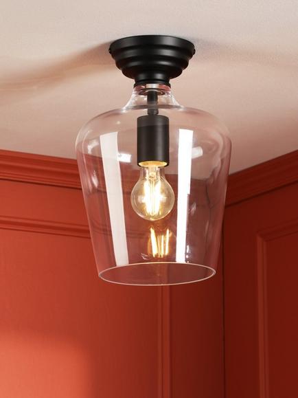 Laura Ashley Ockley Semi-Flush Ceiling Light, Black - view 2, Black Black
