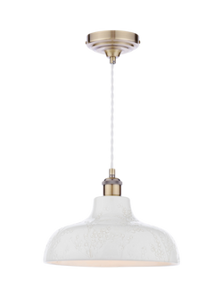 Laura Ashley Pussy Willow Ceramic Pendant Ceiling Light, Grey, Grey Mid