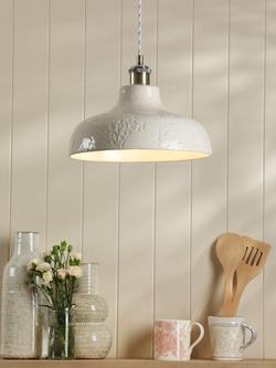 Laura Ashley Pussy Willow Ceramic Pendant Ceiling Light, Grey - view 2, Grey Mid