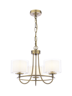 Laura Ashley Southwell 3 Arm Ceiling Chandelier, Metallic Brass, Metallic Brass