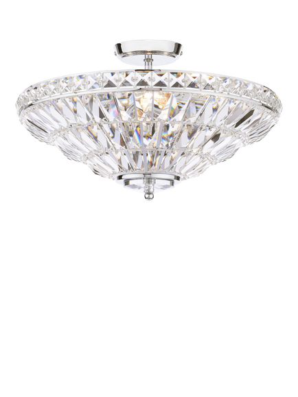 Laura Ashley Vienna Crystal Uplighter Flush Ceiling Light, Polished Chrome, Polished Chrome