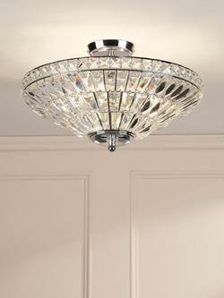 Laura Ashley Vienna Crystal Uplighter Flush Ceiling Light, Polished Chrome - view 2, Polished Chrome