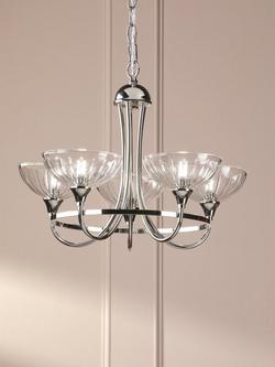 Laura Ashley Wellham 5 Arm Ceiling Chandelier, Polished Nickel - view 2, Polished Nickel