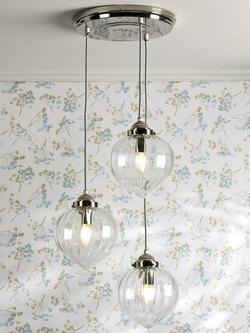 Laura Ashley Whitham 3 Light Cluster Pendant Ceiling Light, Polished Nickel - view 2, Polished Nickel