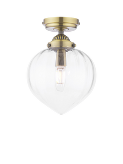 Laura Ashley Whitham Semi-Flush Bathroom Ceiling Light, Metallic Brass