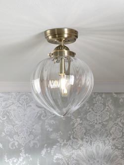 Laura Ashley Whitham Semi-Flush Bathroom Ceiling Light, Metallic Brass - view 2, Metallic Brass