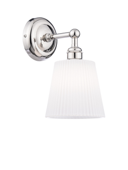 Laura Ashley Callaghan Wall Light, Polished Nickel/White, Nickel/White