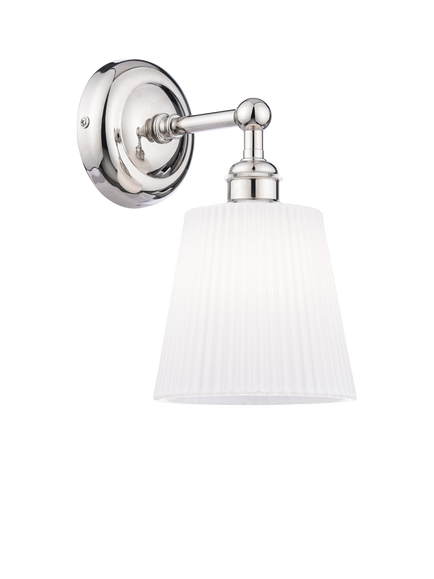 Laura Ashley Callaghan Wall Light, Polished Nickel/White, Nickel/White