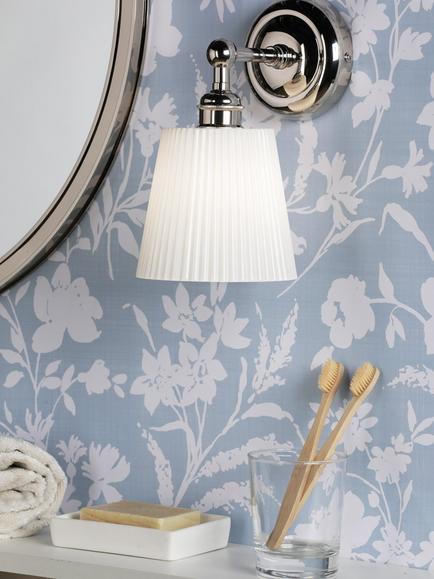 Laura Ashley Callaghan Wall Light, Polished Nickel/White - view 2, Nickel/White
