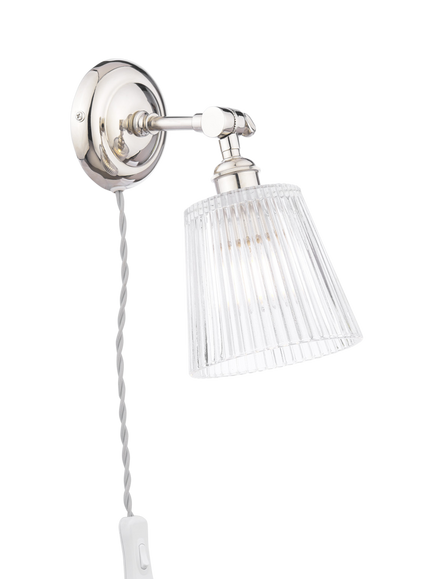 Laura Ashley Callaghan Wall Light, Polished Nickel/Clear, Nickel/Clear