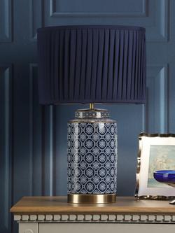 Laura Ashley Knipton Ceramic Table Lamp, Blue - view 2, Blue Mid