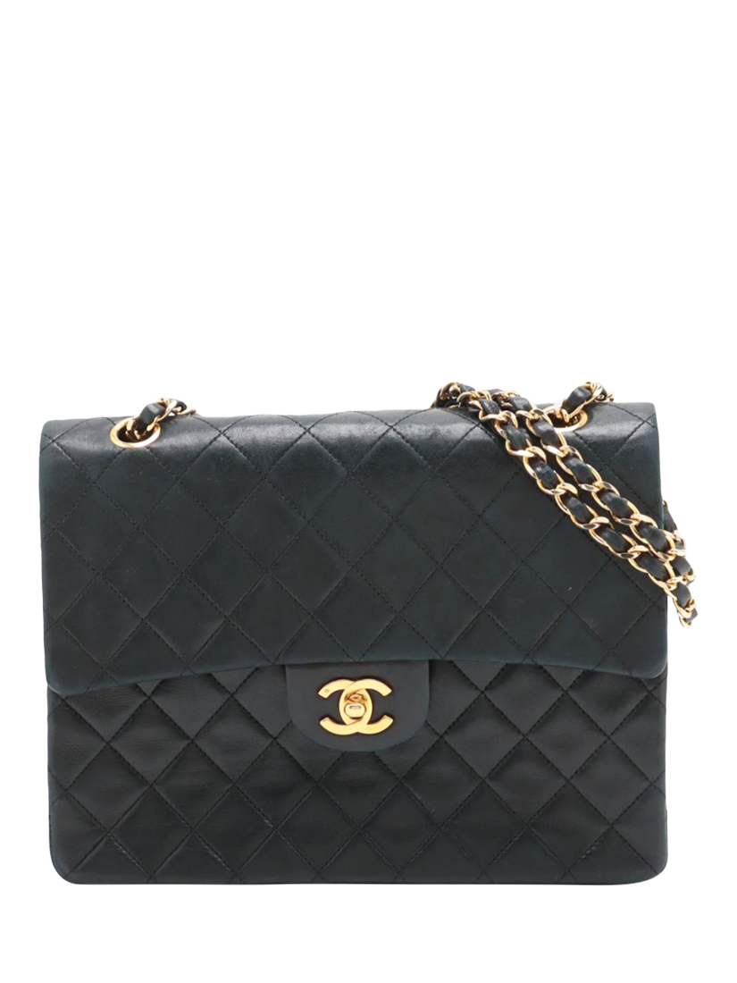 Pre-loved CHANEL Vintage 1986 Lambskin Classic Double Flap Shoulder Bag, Black