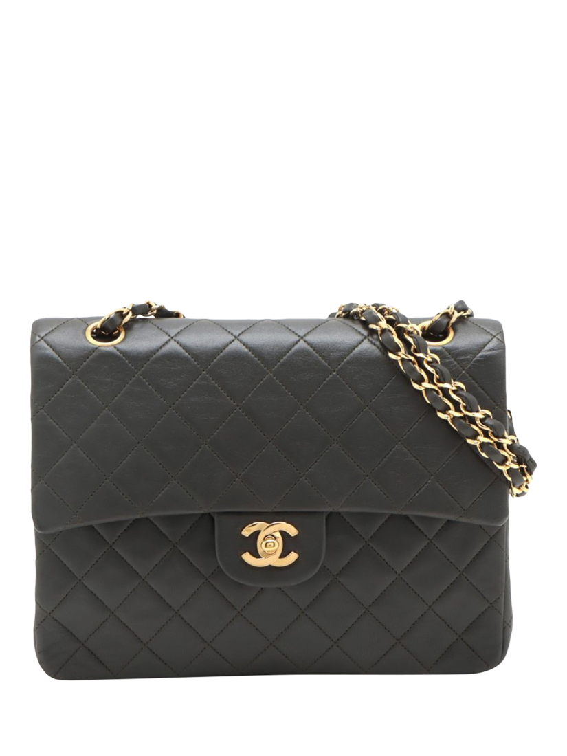 Pre-loved CHANEL Vintage 1994 Lambskin Classic Double Flap Shoulder Bag, Khaki