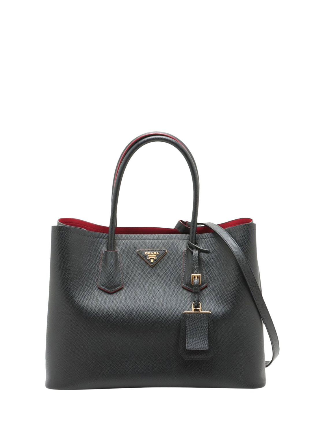 Pre-loved Prada Saffiano Leather Cuir 2Way Tote Bag, Black