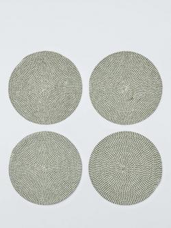 John Lewis Woven Cotton Blend Round Placemat, Set of 4, Green