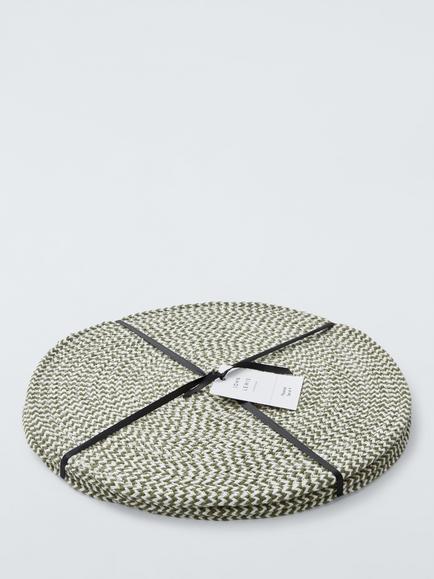 John Lewis Woven Cotton Blend Round Placemat, Set of 4 - view 2, Green