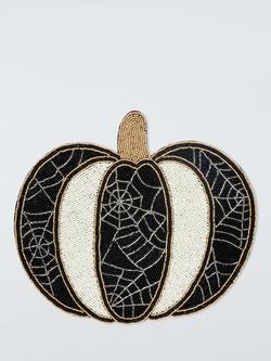 John Lewis Halloween Beaded Pumpkin Placemat, Black, Black