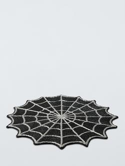 John Lewis Halloween Beaded Spider Web Placemat, Black - view 2, Black