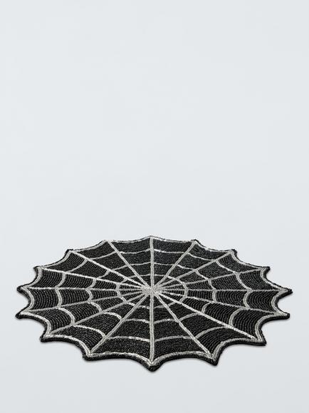 John Lewis Halloween Beaded Spider Web Placemat, Black - view 2, Black