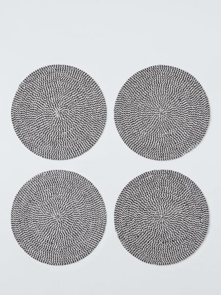 John Lewis Woven Cotton Blend Round Placemat, Set of 4, Brown