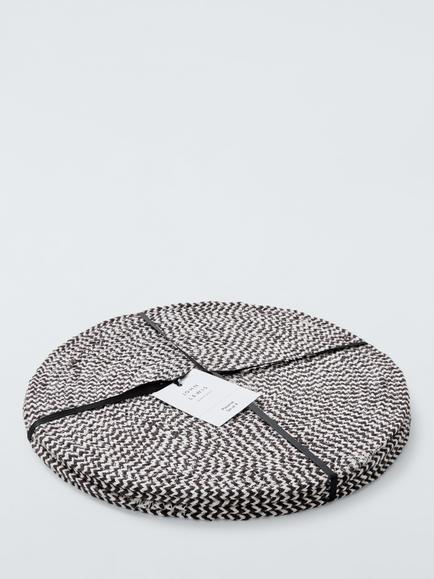 John Lewis Woven Cotton Blend Round Placemat, Set of 4 - view 2, Brown
