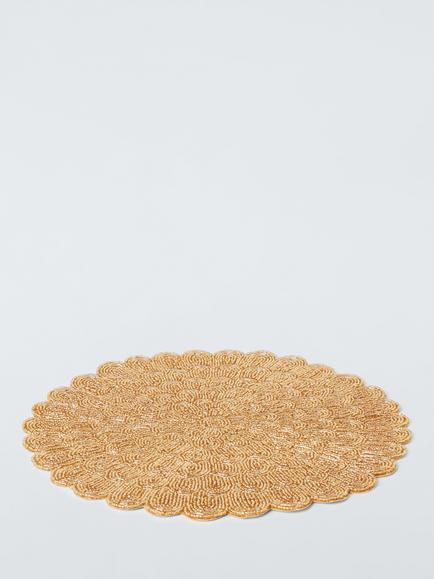 John Lewis Scallop Beaded Placemat, Gold - view 2, Gold
